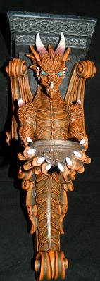 Gothic Medieval Dragon Wall Shelf Caryatids
139.7mm Wide x 65.1mm Deep x 368.3mm High 907.185grams
Keywords: Gothic Medieval Dragon Wall Shelf Caryatids